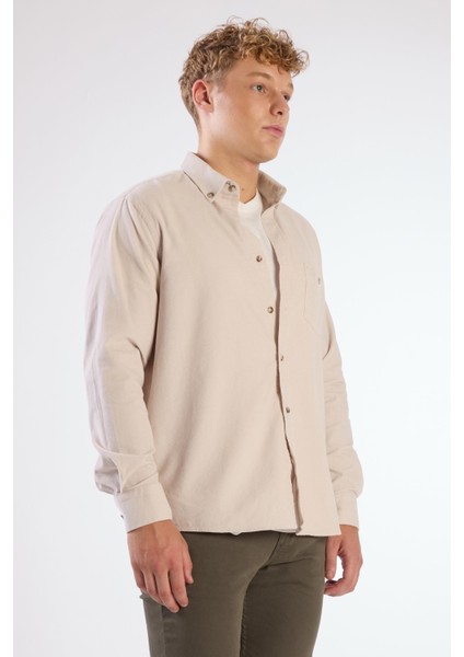 Bej Fitilli Uzun Kol Regular Fit Erkek Gömlek fiyatları