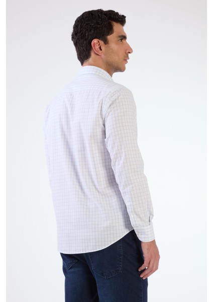 Mavi Kare Desen Erkek Gömlek - Regular Fıt modelleri