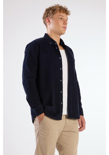 Gece Laciverti Fitilli Cepli Regular Fit Erkek Gömlek fiyatları