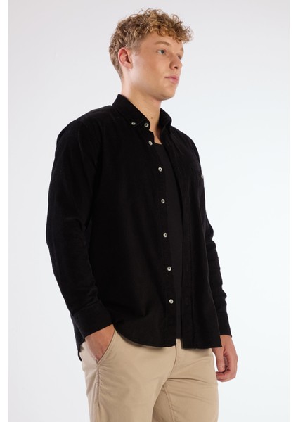 Siyah Fitilli Cepli Regular Fit Erkek Gömlek fiyatları
