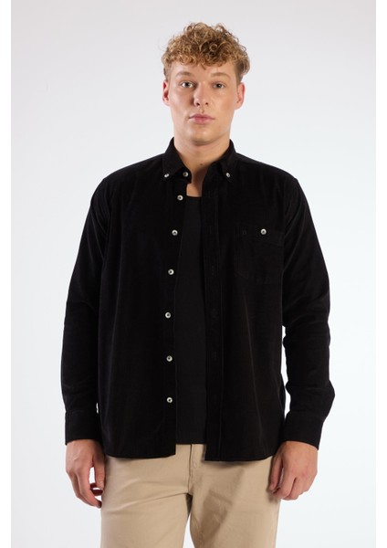 Siyah Fitilli Cepli Regular Fit Erkek Gömlek fırsatları