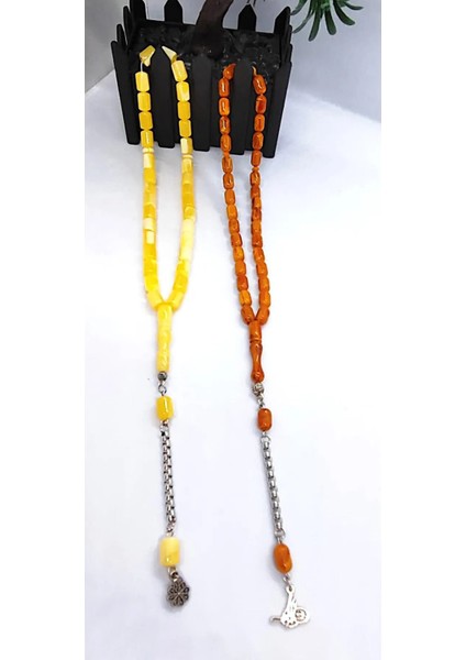 Beyrut Damla Kehribar 2'li Tesbih Seti-Hediyelik Aksesuar Tesbih Seti modelleri