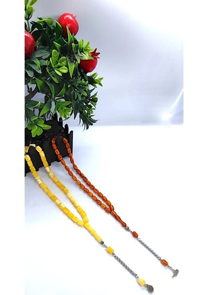 Beyrut Damla Kehribar 2'li Tesbih Seti-Hediyelik Aksesuar Tesbih Seti