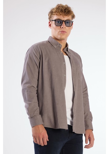 Gri Fitilli Uzun Kol Regular Fit Erkek Gömlek fiyatları