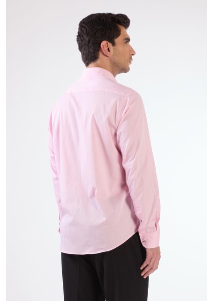 Pembe Erkek Regular Fit Kareli Brent Yaka Uzun Kol Gömlek modelleri