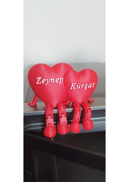 Ayaklı Çift Kalp (Isim Baskılı) | Dekoratif | Hediyelik | 3D Baskı | Pla Hammadde | Sevgiliye/eşe Hediye