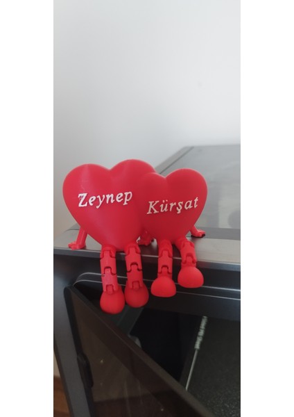 Ayaklı Çift Kalp (Isim Baskılı) | Dekoratif | Hediyelik | 3D Baskı | Pla Hammadde | Sevgiliye/eşe Hediye modelleri