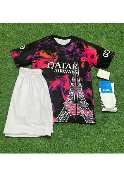 P.s.g 2022/23 Sezonu Kylian Mbappe Eyfel Kuleli Özel Konsept Çocuk Forması 4'lü Set fırsatları