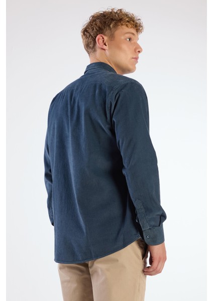 Petrol Fitilli Uzun Kol Regular Fit Erkek Gömlek fiyatları