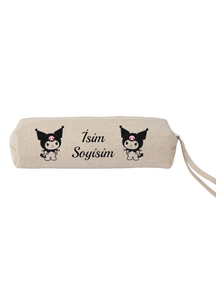 Kuromi Temalı Kişiye Özel Körüklü Keten Kalemlik