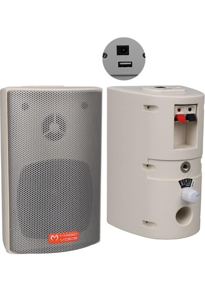Magicvoice Mv-16 7.5 cm 30 Watt Komütatörlü Hat Trafolu Beyaz Sütun Hoparlör (2'li Takım)