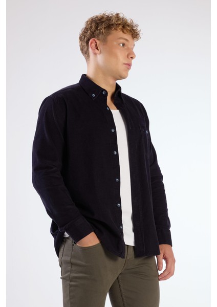 Lacivert Fitilli Erkek Gömlek - Regular Fıt fiyatları