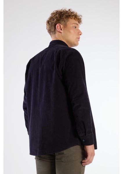 Lacivert Fitilli Erkek Gömlek - Regular Fıt fırsatları