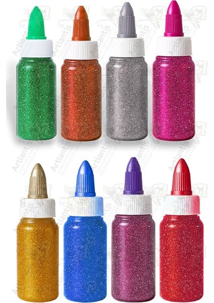 Simli Yapıştırıcı 8 Renk 50GR 1 Paket Bubu Simli Uhu 8 Li Anasınıfı Kreş Süsleme Etkinlik Yıkanabilir Zararsız