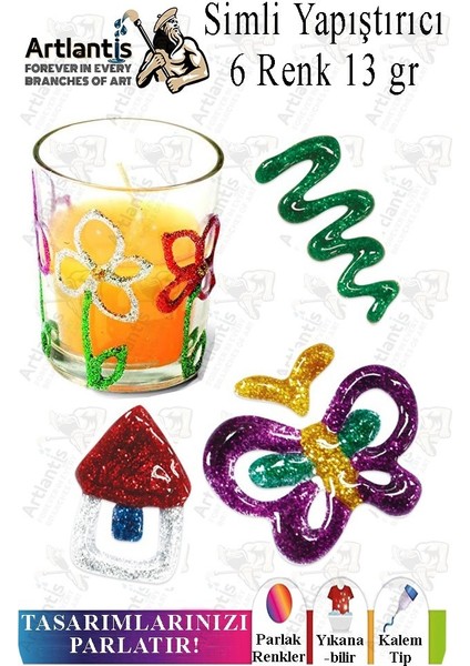 Simli Yapıştırıcı 8 Renk 50GR 1 Paket Bubu Simli Uhu 8 Li Anasınıfı Kreş Süsleme Etkinlik Yıkanabilir Zararsız fiyatları