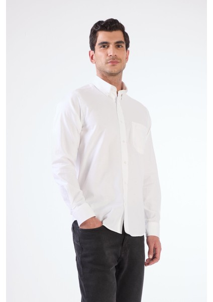 Beyaz Oxford Regular Fit Erkek Gömlek fiyatları
