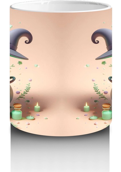 Kaynayan Kazan ve Zehirli Iksir Figürlü Sevimli Cadılar Bayramı Baskılı Kupa Bardak modelleri