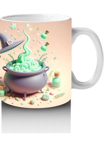 Kaynayan Kazan ve Zehirli Iksir Figürlü Sevimli Cadılar Bayramı Baskılı Kupa Bardak fırsatları