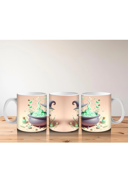 Kaynayan Kazan ve Zehirli Iksir Figürlü Sevimli Cadılar Bayramı Baskılı Kupa Bardak indirimleri