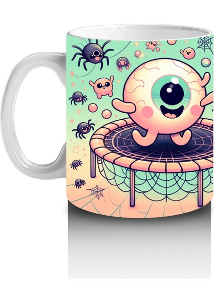 Göz Küresi Figürlü Renkli Şekerlemelerle Süslenmiş Cadılar Bayramı Baskılı Kupa fiyatları