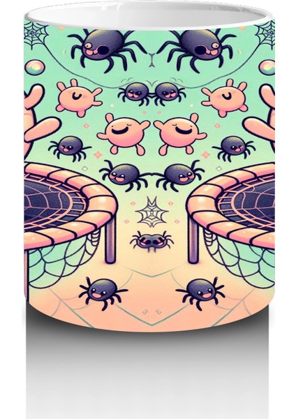 Göz Küresi Figürlü Renkli Şekerlemelerle Süslenmiş Cadılar Bayramı Baskılı Kupa modelleri