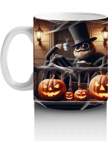 Balkabağı ve Baykuş Figürlü Gotik Cadı Temalı Cadılar Bayramı Baskılı Kupa fiyatları