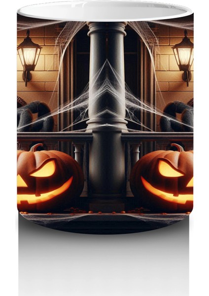 Balkabağı ve Baykuş Figürlü Gotik Cadı Temalı Cadılar Bayramı Baskılı Kupa modelleri