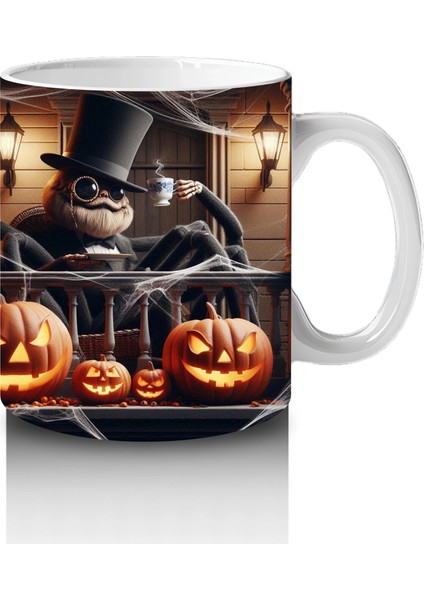 Balkabağı ve Baykuş Figürlü Gotik Cadı Temalı Cadılar Bayramı Baskılı Kupa fırsatları