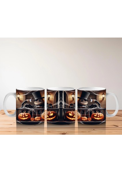 Balkabağı ve Baykuş Figürlü Gotik Cadı Temalı Cadılar Bayramı Baskılı Kupa indirimleri