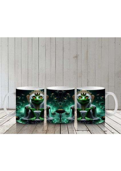 Zehirli Iksir Kazanının Başında Bekleyen Büyücü Figürlü Cadılar Bayramı Baskılı Kupa Bardak