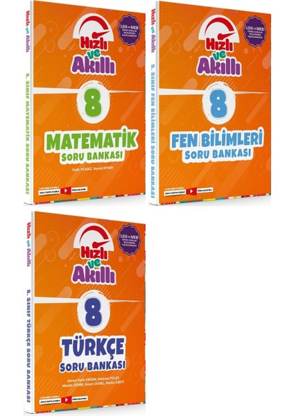 Tammat 8. Sınıf Matematik + Fen Bilimleri + Türkçe Hızlı ve Akıllı Soru Bankası Set 3 Kitap