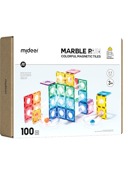 Renkli Magnetic Tiles - Parkur 100 Parça