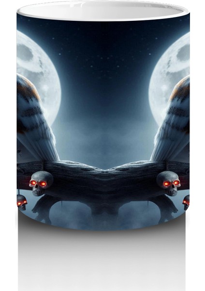 Ay Işığında Sırt Sırta Vampir Kadınlar Figürlü Gotik Cadılar Bayramı Baskılı Kupa Bardak modelleri