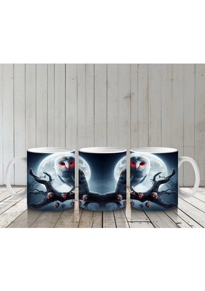 Ay Işığında Sırt Sırta Vampir Kadınlar Figürlü Gotik Cadılar Bayramı Baskılı Kupa Bardak