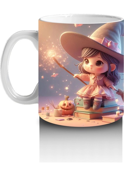 Sihirli Süpürgeli Tavşan Figürlü Sevimli Cadılar Bayramı Baskılı Kupa Bardak fiyatları