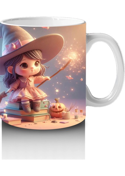 Sihirli Süpürgeli Tavşan Figürlü Sevimli Cadılar Bayramı Baskılı Kupa Bardak fırsatları