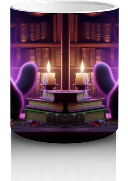 Iksir Kazanı Başında Yeşil Alevlerle Büyü Yapan Cadı Figürlü Cadılar Bayramı Baskılı Kupa Bardak modelleri