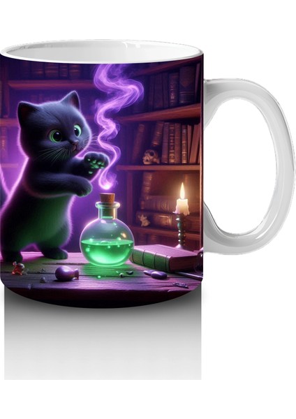 Iksir Kazanı Başında Yeşil Alevlerle Büyü Yapan Cadı Figürlü Cadılar Bayramı Baskılı Kupa Bardak fırsatları