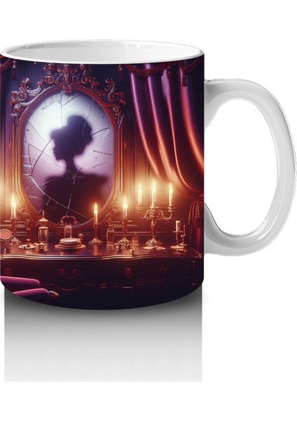 Alevli Gözlerle Bakan Devasa Kafatası Figürlü Korku Temalı Cadılar Bayramı Baskılı Kupa Bardak fırsatları