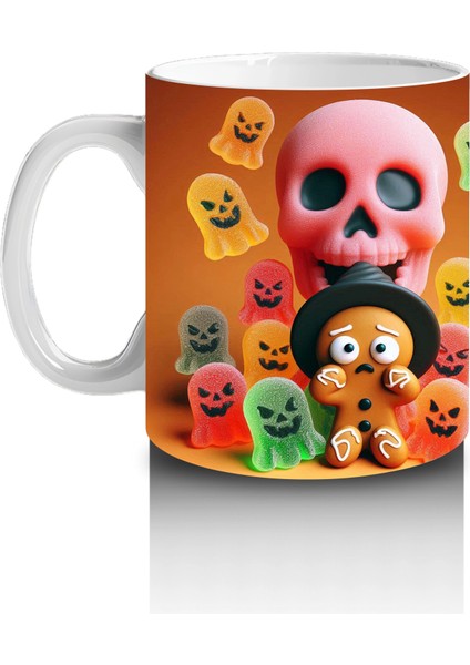 Şeker Sepetli Sevimli Canavar Figürlü Renkli Cadılar Bayramı Baskılı Kupa Bardak fiyatları