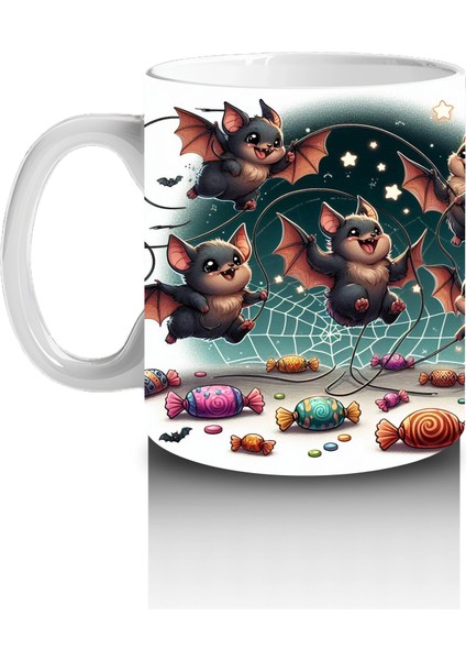 Şeker Toplayan Cadılar Figürlü Renkli Cadılar Bayramı Baskılı Kupa Bardak fiyatları