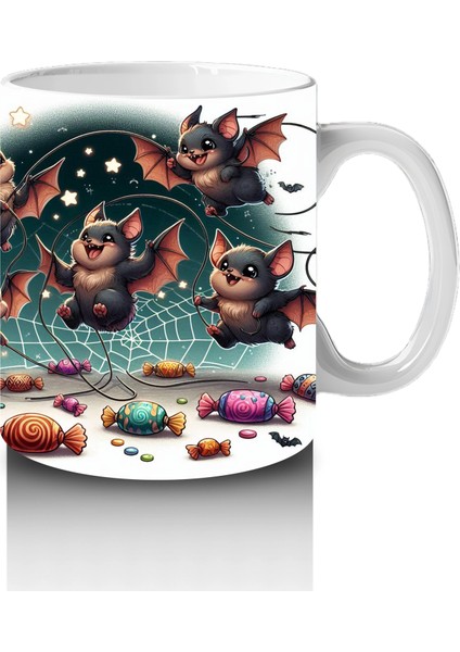 Şeker Toplayan Cadılar Figürlü Renkli Cadılar Bayramı Baskılı Kupa Bardak fırsatları