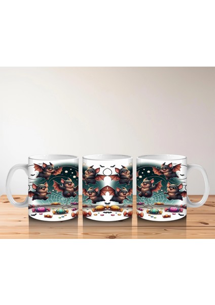 Şeker Toplayan Cadılar Figürlü Renkli Cadılar Bayramı Baskılı Kupa Bardak indirimleri