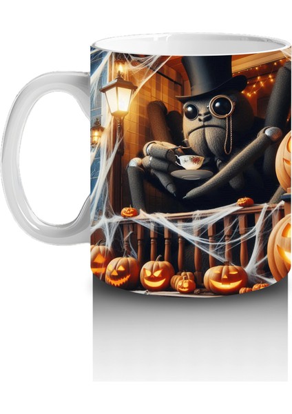 Karanlıkta Balkabağı ve Baykuş Figürlü Gotik Cadılar Bayramı Baskılı Kupa Bardak fiyatları