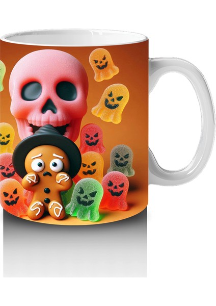 Şeker Sepetli Sevimli Canavar Figürlü Renkli Cadılar Bayramı Baskılı Kupa Bardak fırsatları