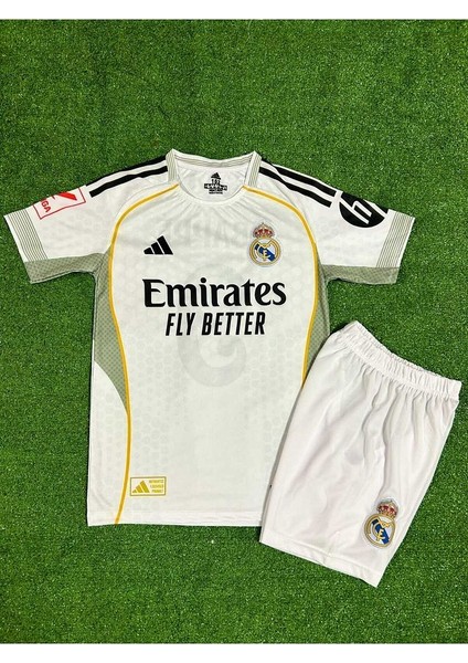 Real Madrid 2025-26 Yeni Sezon Vini Jr. Iç Saha Çocuk Forması 2'li Set fırsatları