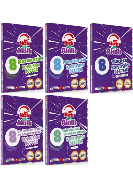 Tammat 8. Sınıf Matematik + Fen Bilimleri + Türkçe + Inkılap Tarihi + Din Kültürü Hızlı ve Akıllı Konuşan Defter Soru Bankası Set 5 Kitap