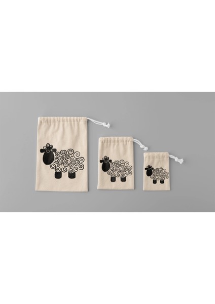 3 Boy Kuzu Baskılı Aksesuar Kesesi