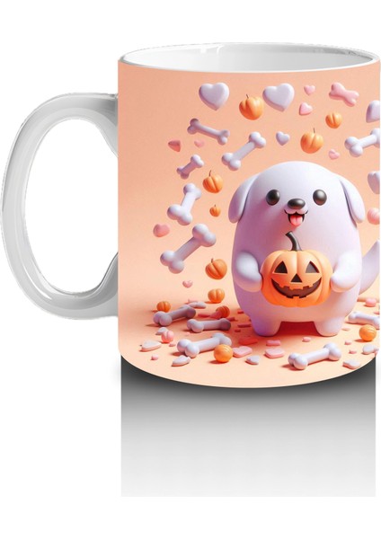 Pamuk Şeker Desenli Sevimli Cadı Figürlü Renkli Cadılar Bayramı Baskılı Kupa Bardak fiyatları