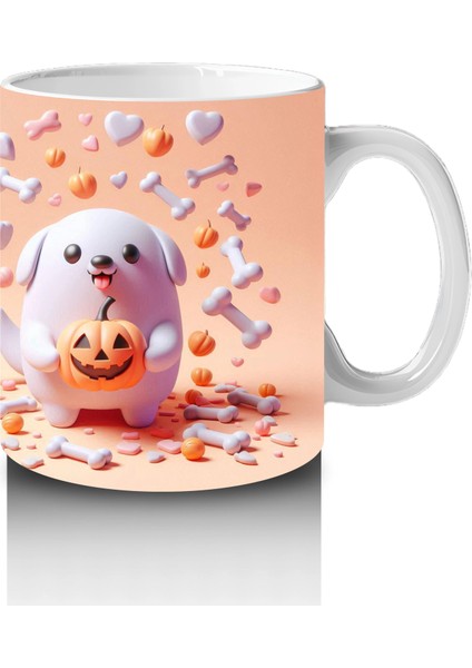 Pamuk Şeker Desenli Sevimli Cadı Figürlü Renkli Cadılar Bayramı Baskılı Kupa Bardak fırsatları